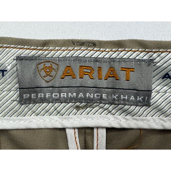 Ariat Men's Performance Khaki Flat Front Chino Pants - Size 36x34 (38x33.5) - Picture 4 of 6